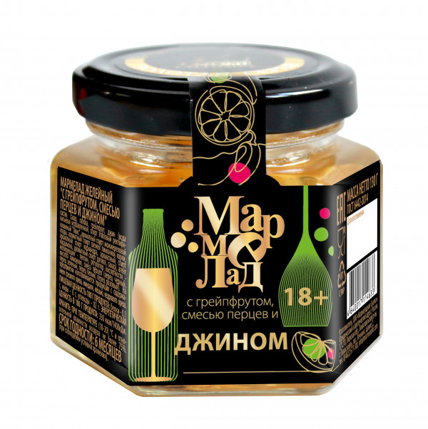№2 Мармелад в банке "С грейпфрутом, смесью перцев и джином" 130г (18+)  во Владикавказе